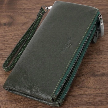 Красивый кожаный кошелек на три отделения ST Leather bg231fash10 Зеленый
