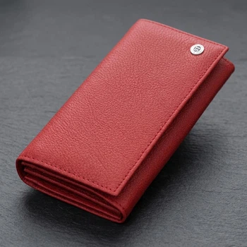 Яркий вертикальный кошелек из натуральной кожи ST Leather bg230fash87 Красный