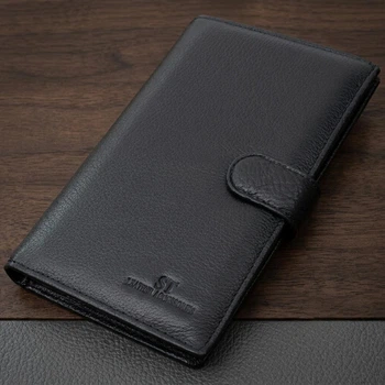 Мужской вертикальный бумажник из натуральной кожи с монетницей ST Leather Черный (bg227fash35)