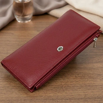 Кожаный кошелек для женщин с монетницей ST Leather Темно-красный (bg193fash80)