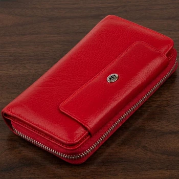 Женский кошелек из натуральной кожи горизонтальный ST Leather с монетницей красный (bg193fash43)