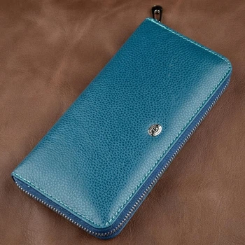 Женский клатч-визитница ST Leather из натуральной кожи голубого цвета большой размер вертикальный (bg188fash61)