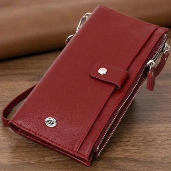 Женский вертикальный кошелек-клатч ST Leather из натуральной кожи бордового цвета большой размер (bg194fash33)