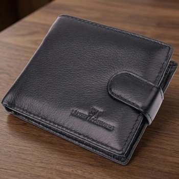 Мужской маленький бумажник из натуральной кожи с монетницей ST Leather Черный (bg224fash63)