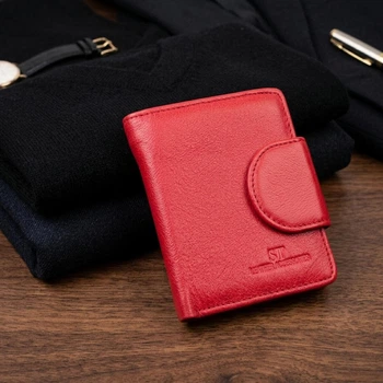Женский вертикальный кошелек из натуральной кожи ST Leather для карт с монетницей Красный (bg224fash53)