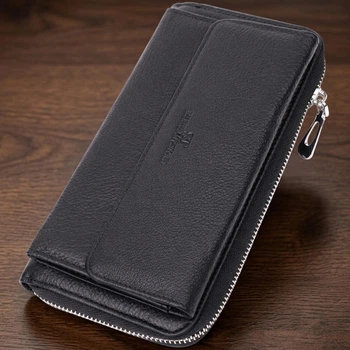Функциональный большой кошелек-клатч унисекс из натуральной кожи ST Leather черного цвета для карт с монетницей (bg225fash29)