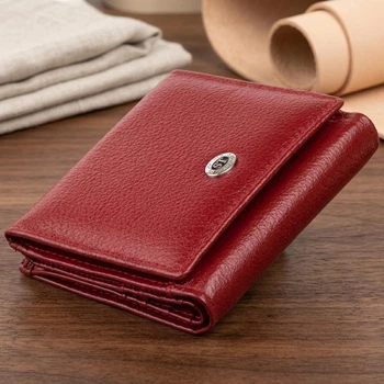 Компактный вертикальный женский кошелек из натуральной кожи ST Leather бордового цвета (bg192fash57)