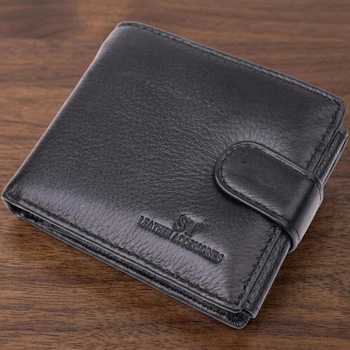 Мужской горизонтальный бумажник из натуральной кожи ST Leather с монетницей Черный (bg224fash55)