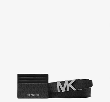 Чоловічий набір Michael Kors Signature Logo Wallet and Reversible Belt Gift Set Black