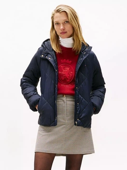 Куртка демисезонная с капюшоном женская Tommy Hilfiger XW06028-DW5(Navy Blue) S Синяя (198296302813)