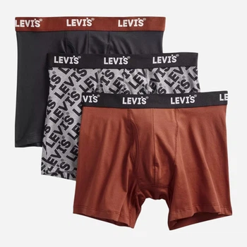 Набір трусів боксерів чоловічих бавовняних Levi`s 504596299 M 3 шт Теракотовий/Сірий/Темний сірий (1159865258)