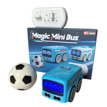 Интерактивный автобус Magic Mini Bus 5в1 на радиоуправлении и сенсорном управлении, с режимом подражания, побега, с мячиком, Голубой 6+