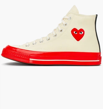 Кеды Comme des Garcons Play X Chuck 70 High Shoes Egret/Red Beige A01794C 37.5