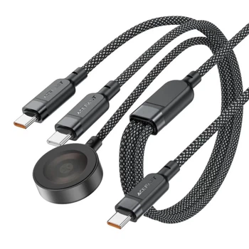 Кабель 3в1 Acefast C6-11 USB-C - 2x USB-C / Qi 480Mb/s 100W 1.2m Black (6974316283799)