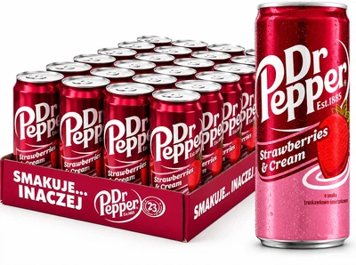 Упаковка безалкогольного напою Dr Pepper Strawberries & Cream 0.33 л х 24 банки