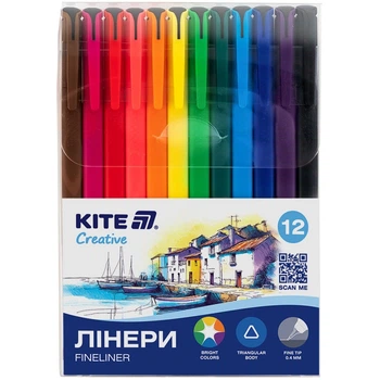 Набор капиллярных ручек Kite Линер 12 шт Creative 0,4 мм K-1164