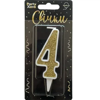 Свічка-цифра 4 Party Хата 1502-5803 Золотий shop (4823118903706)