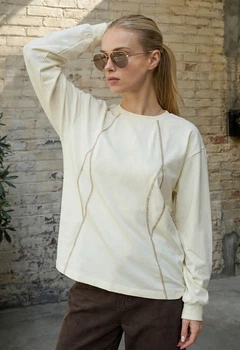 Лонгслів жіночий стаф молочний оверсайз Staff pol milk oversize XS (396324)