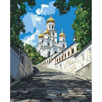 Картина за номерами "Шлях до собору" Art Craft 11084-AC з металізованими фарбами 50х40 см