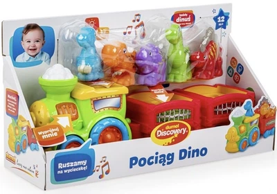 Interaktywny muzyczny pociąg-sorter Dumel Dino i 5 figurek dinozaurów (DD44707) (372552447078)
