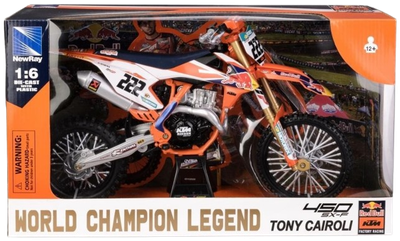 Модель мотоцикла Daffi KTM 450 SXF Red Bull 2018 Tony Cairolli 1:6 Помаранчева M-634 (5905422136342)