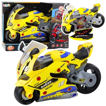 Набір механіка LeanToys мотоцикл для розкручування 2 в 1 Жовтий 27530 (5905991080688)
