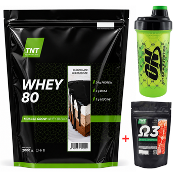 Протеин TNT Nutrition комплексный 2кг + Шейкер + Омега-3 в подарок (шоколадный чизкейк)