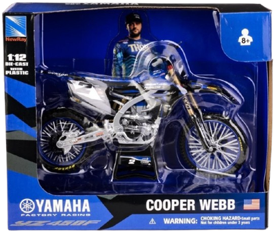 Модель мотоцикла Daffi Yamaha YZ450F Star racing Cooper Webb 2022 1:12 Синя M-627 (5905422136274)