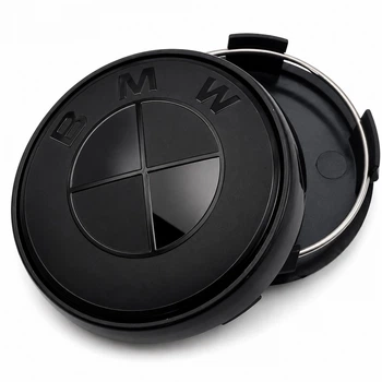 Колпачок на литые диски BMW 65 мм 60 мм БМВ заглушка черная Total Black