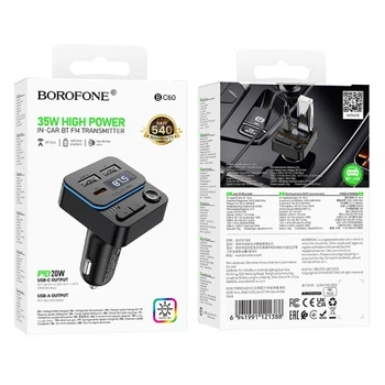 АЗП модулятор BOROFONE BC60 Hero (USB-A/USB-C) 5V/3A/35W чорний