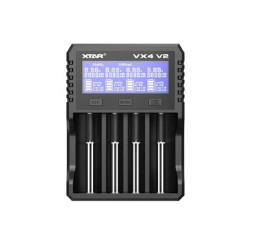 Универсальное ЗУ Xtar VX4 V2 KT, 4 канала, Li-1.5/Ni-Mh/Li-ion/LiFePO4, Test, QC/PD USB-C, LCD, Box
