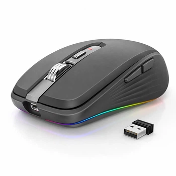 Бездротова миша FMOUSE M303 Безшумна Bluetooth 5.1 + 2.4G, акумулятор 700 мАг, RGB-підсвічування, 2400 DPI, Type-C