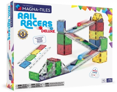 Магнітний конструктор Magna-Tiles Rail Racers Deluxe 90 елементів 90361 (0850025176538)