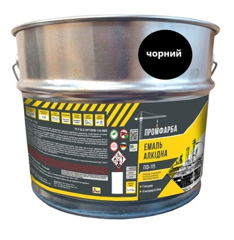 Емаль алкідна ПФ-115 ПРОМФАРБА чорна 12кг 8л