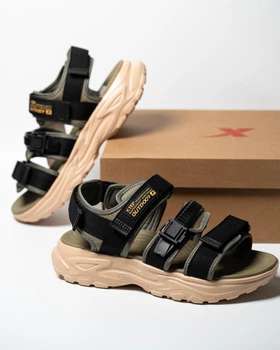 Мужские сандалии Xtep Sandals 975219500002-7 45р 29 см Black/Leaf Green черные с зеленым (11610205)