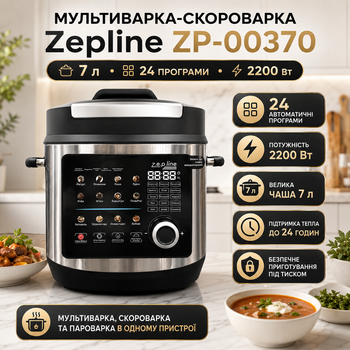 Скороварка-мультиварка Zepline ZP-00370 7 л 2200 Вт 24 программы с функцией пароварки