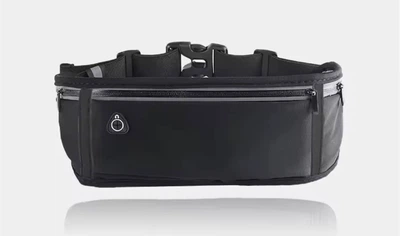 Сумка на пояс с 3 карманами Vexal 40х10 см поясная сумка для бега черная (М1726)