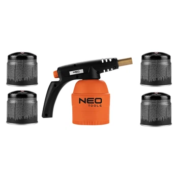Газова паяльна лампа NEO TOOLS на патрони 190 г + 4 картриджа газових (20-045)