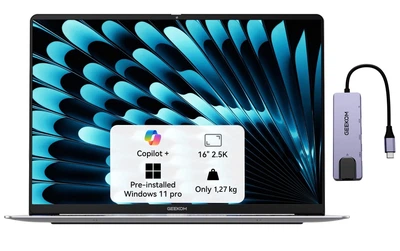 Ноутбук GEEKOM X16 Pro, 16” 2.5K 120Hz IPS, Intel® Core™ U9 185H, RAM 32GB DDR5, SSD 2TB, WIN11 Pro (GEEKBOONX16AMOU9185H-322-US)