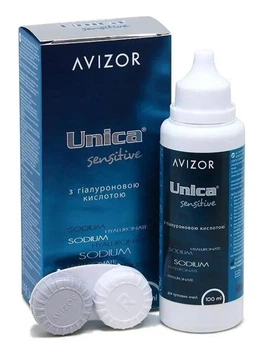 Раствор для контактных линз Avizor Unica Sensitive многофункциональный с гиалуроновой кислотой с контейнером 100 мл