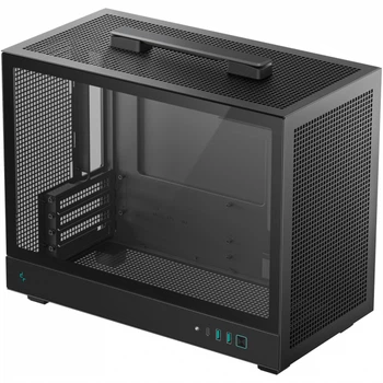 Корпус Deepcool ch160 plus, Black, без бп, Mini Tower, MicroATX / Mini itx, 1xType-C / 2xUSB 3.0, макс. cpu - 164 мм / gpu - 342 мм, боковая панель из закаленного стекла (r-ch160-bkngm0-g)
