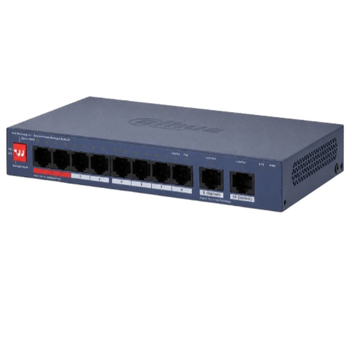Управляемый сетевой коммутатор Dahua DH-CS4010-8ET2GT-110 настольный 8-портовый PoE 6–115 Вт