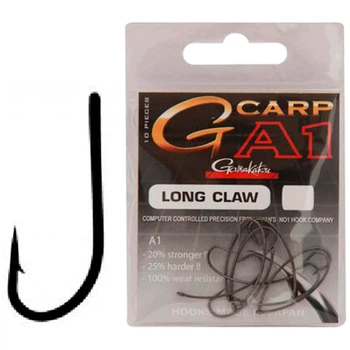 Крючок карповый Gamakatsu A1 G-Carp Long Claw P.T.F.E. Grey №6 (10шт/уп)