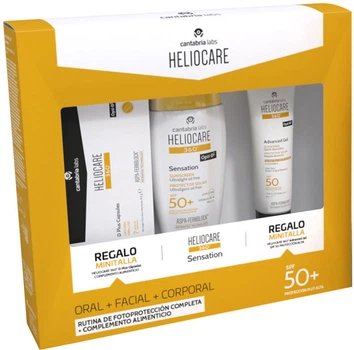 Набір сонцезахисних засобів Cantabria Labs Heliocare 360 Капсули 7 шт + Крем для обличчя SPF50+ 50 мл + Гель для тіла SPF50 100 мл (8436574365412)