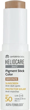 Солнцезащитный стик для лица Cantabria Labs Heliocare 360 Pigment SPF50 Bronze 10 г (8436574365351)