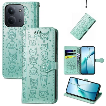 Чохол Embossed Cat and Dog для Xiaomi Redmi 15C EU Version 173mm книжка шкіра PU з візитницею м'ятний