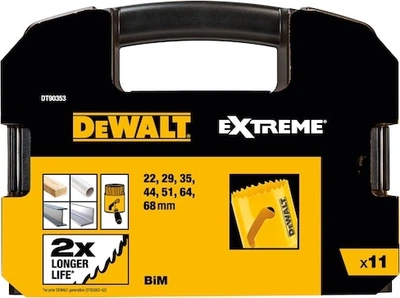 Zestaw otwornic bi-metalowych DeWalt Extreme 22-68 mm 11 szt DT90353-QZ (5054905250973)