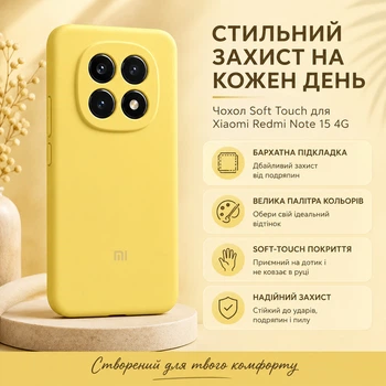 Силиконовый чехол Soft Touch для Xiaomi Redmi Note 15 4G Желтый