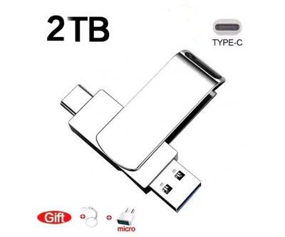 Флеш накопитель-память 2в1 в металлическом корпусе USB3.0 + TYPE-C + переходник Micro USB 2TB 669