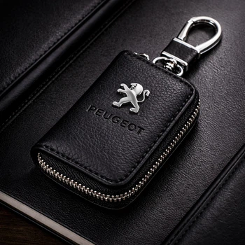 Чохол для автомобільного ключа з карабіном Peugeot шкіряний